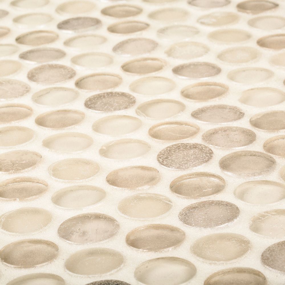 3/4" Penny Round Mosaic 11.125" x 11.875" Champagne Straight Shot