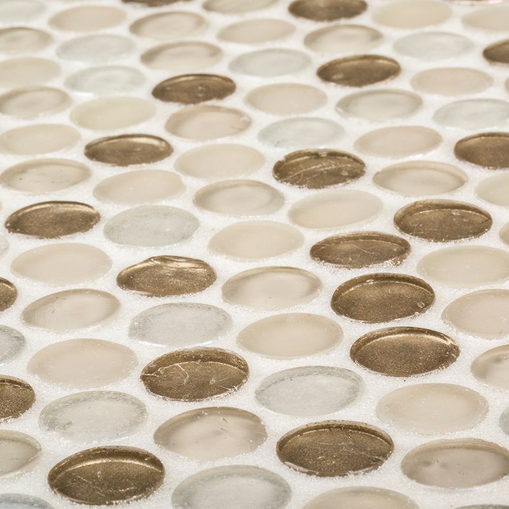 3/4" Penny Round Mosaic 11.125" x 11.875" Hazel Straight Shot