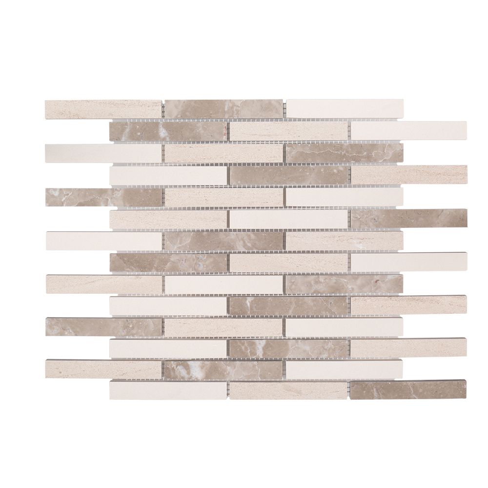 Merge Mosaic 12.9375" x 15.25" Limestone & Marble Blend Straight Shot