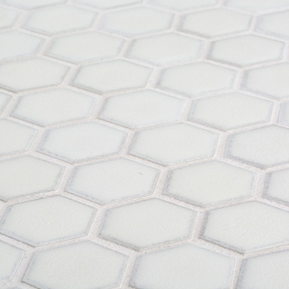 1" Hexagon Mosaic 11.25" x 11.25" Ivory Straight Shot