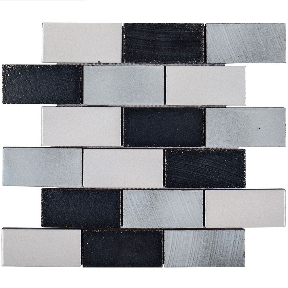 2" x 4" Brick Mosaic 12" x 12.375" Galvanized Straight Shot