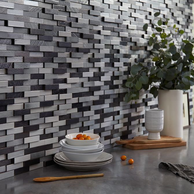 Elevation Brick Mosaic 9.875" x 11.875" Galvanized Straight Shot