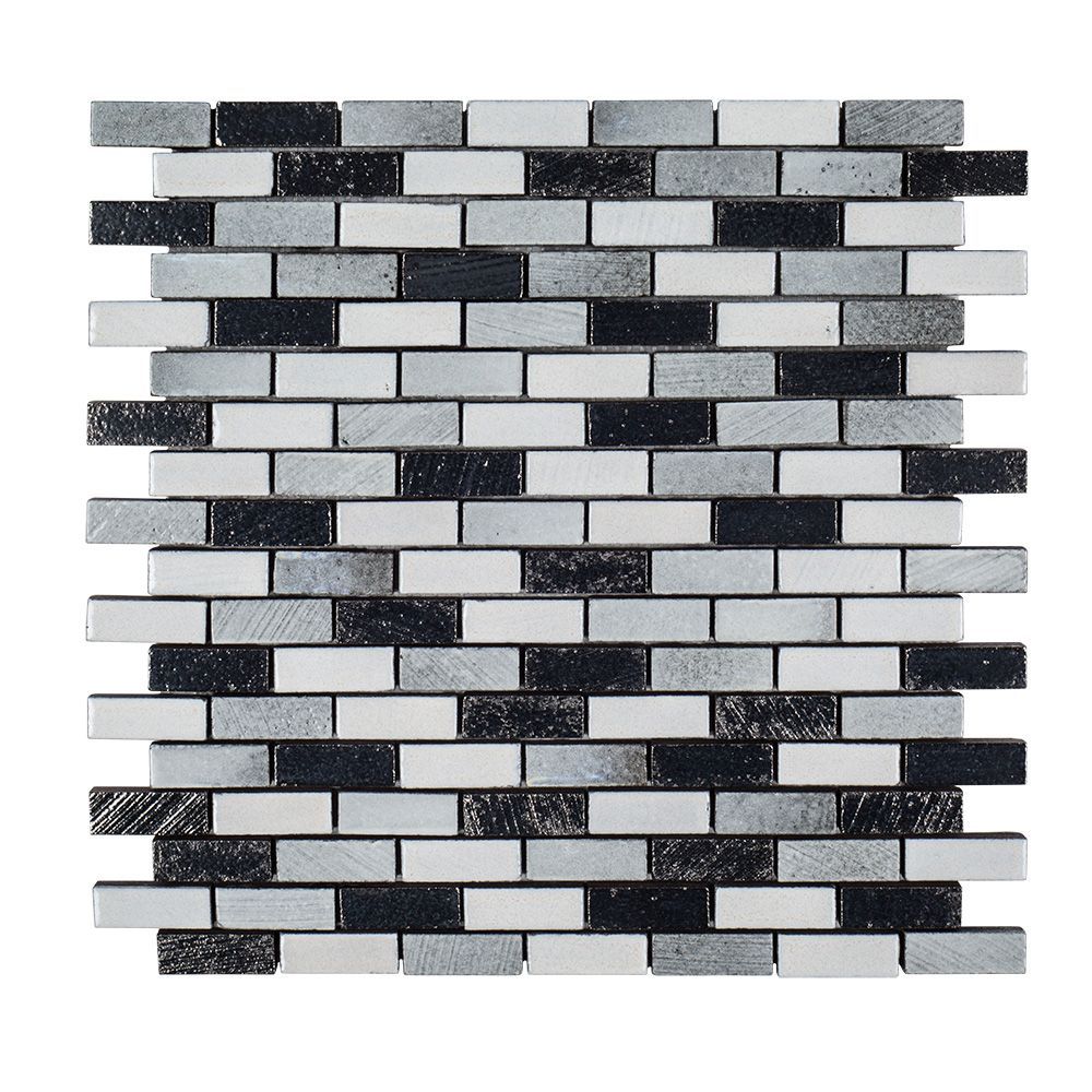 Mini Brick Mosaic 11.375" x 11.625" Galvanized Straight Shot