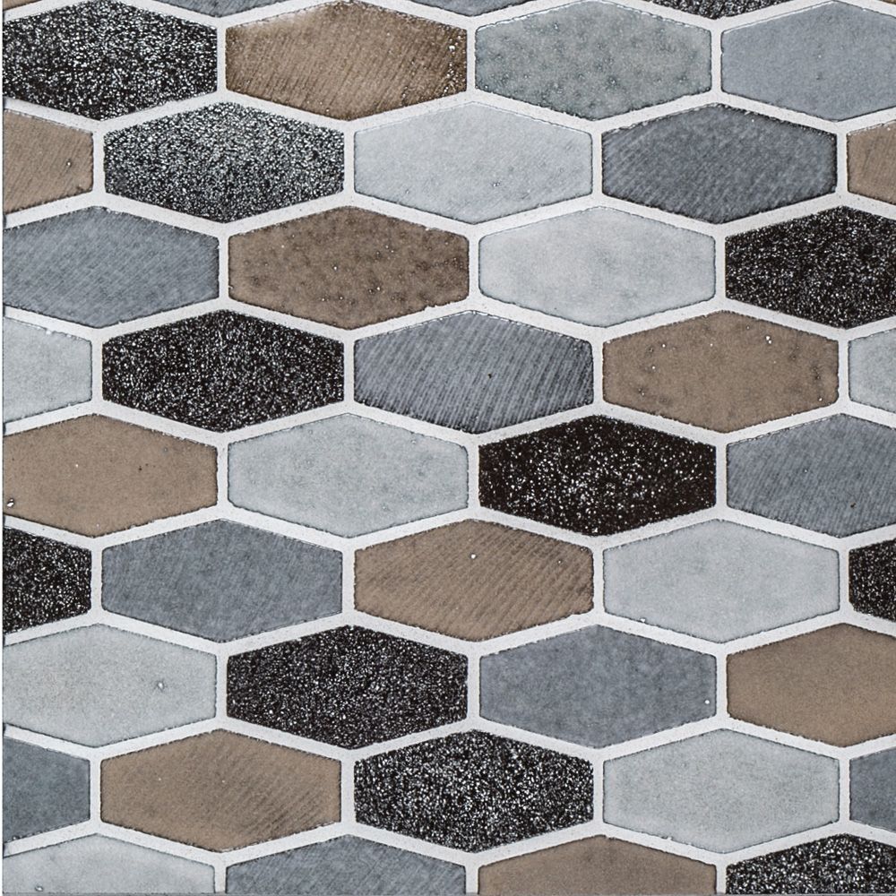 Elongated Hex Mosaic 10.625" x 12.125" Reclaimed Straight Shot