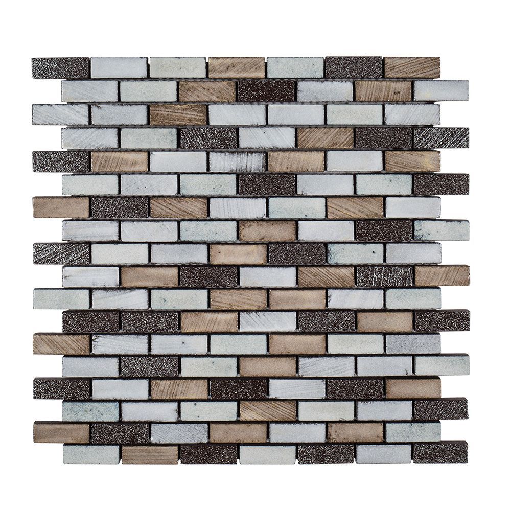 Mini Brick Mosaic 11.375" x 11.625" Reclaimed Straight Shot