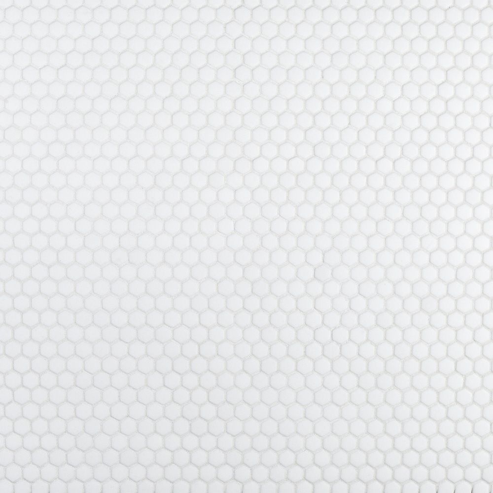 5/8" Hexagon Mosaic 12" x 12" White Straight Shot