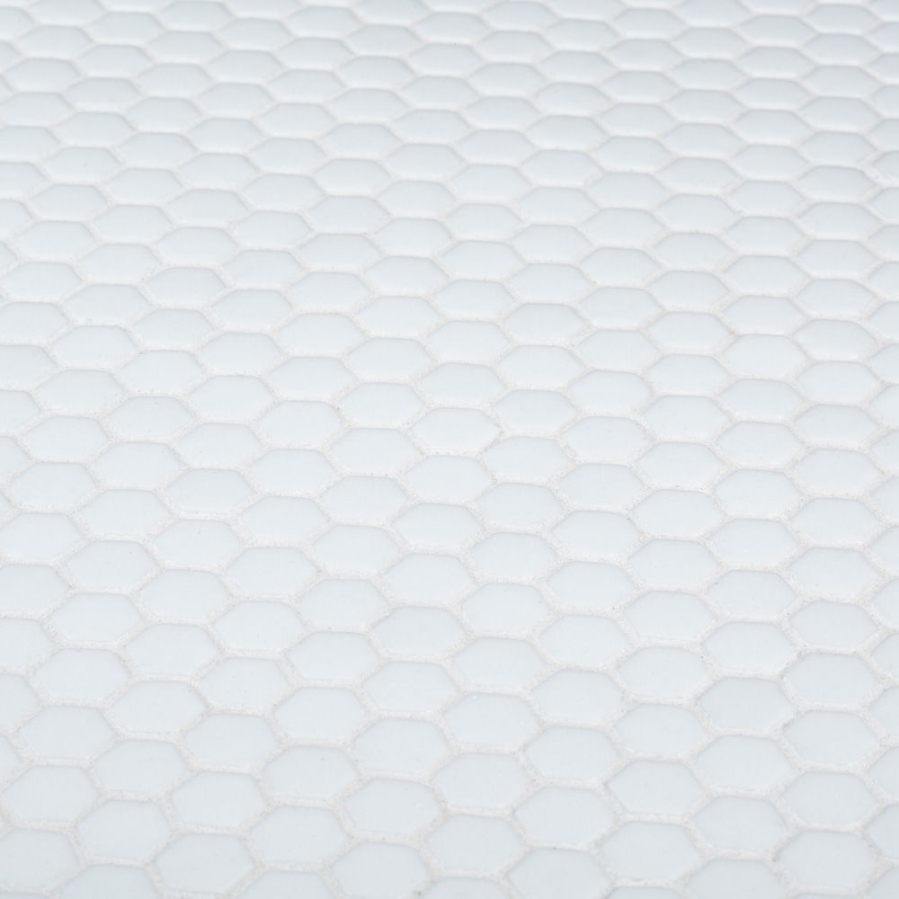 5/8" Hexagon Mosaic 12" x 12" White Straight Shot