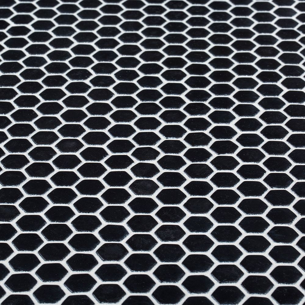 5/8" Hexagon Mosaic 12" x 12.25" Black Straight Shot
