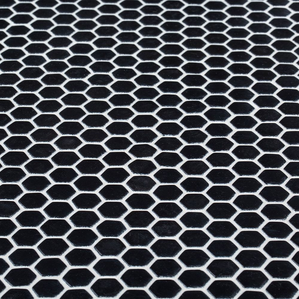 5/8" Hexagon Mosaic 12" x 12" Black Straight Shot