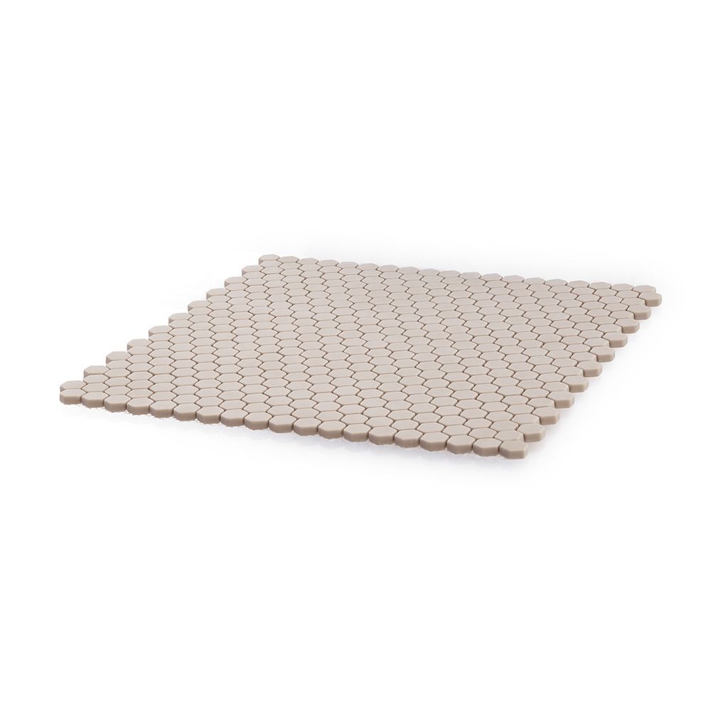 5/8" Hexagon Mosaic 12" x 12" Beige Straight Shot