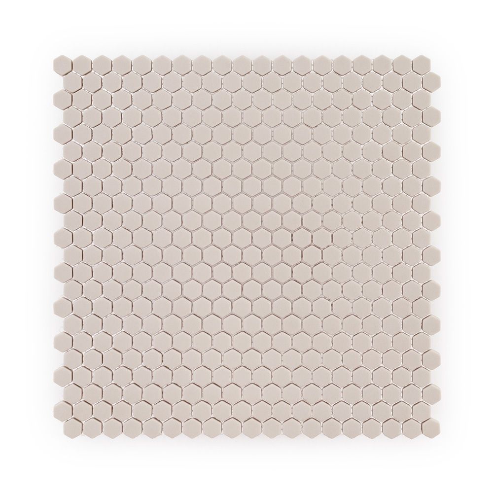 5/8" Hexagon Mosaic 12" x 12" Beige Straight Shot