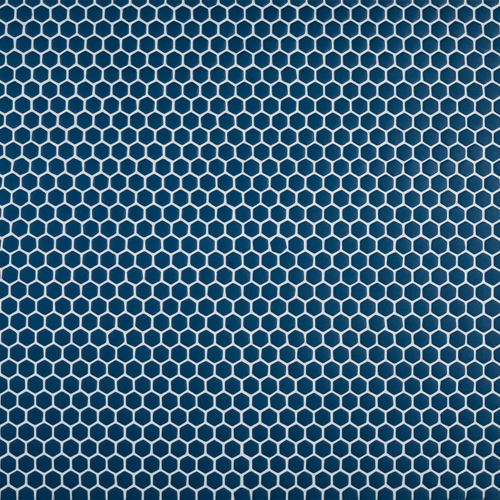 5/8" Hexagon Mosaic 12" x 12" Navy Straight Shot