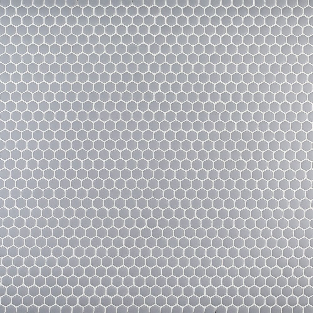 5/8" Hexagon Mosaic 12" x 12" Grey Straight Shot