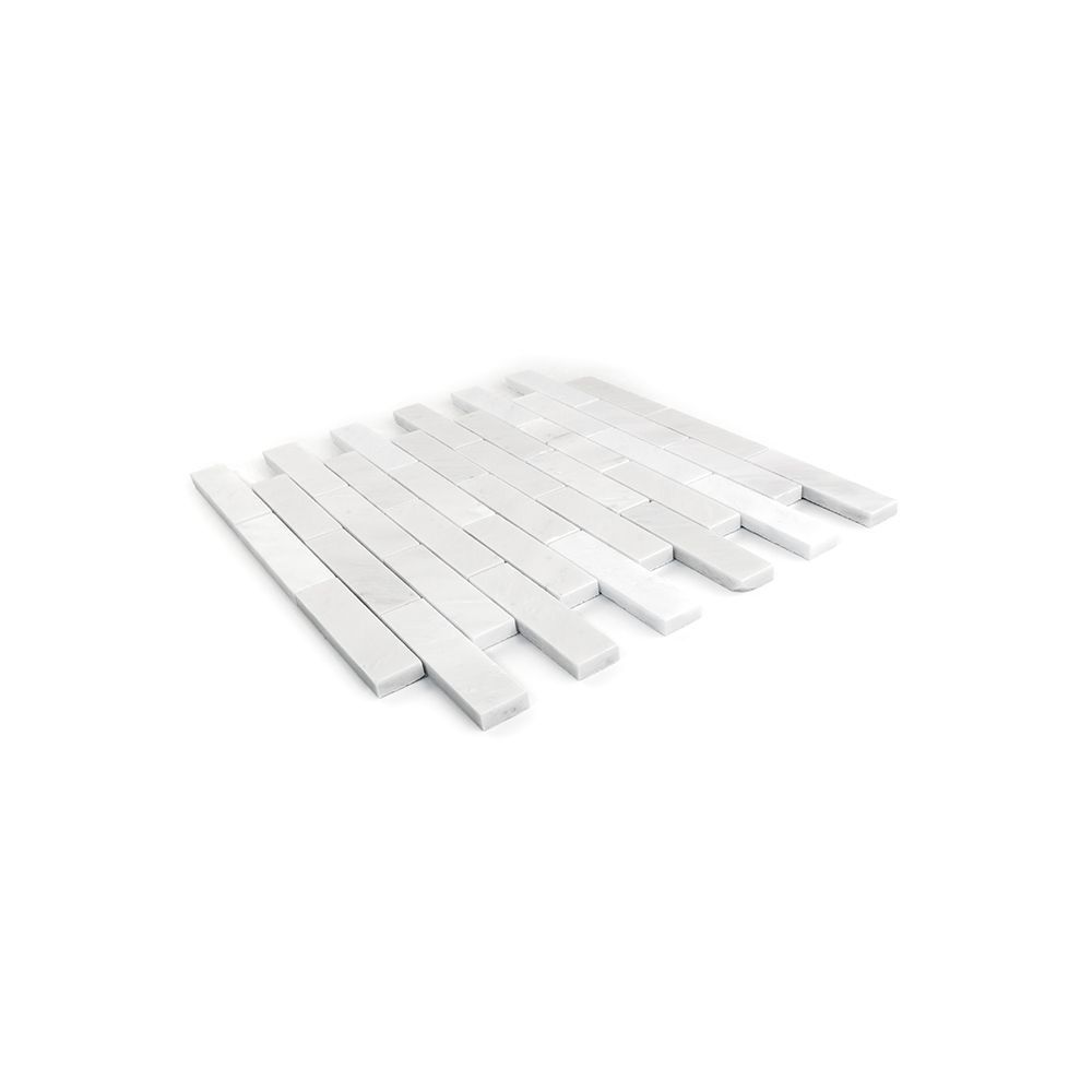 1" x 4" Brick Mosaic 11.5" x 11.75" Classic Statuario Straight Shot
