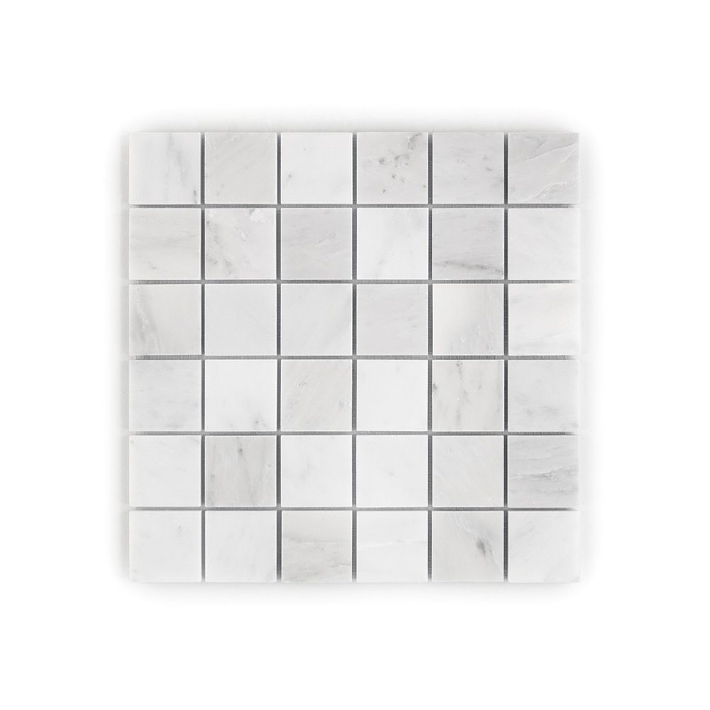 2" Square Mosaic 12" x 12" Classic Statuario Straight Shot