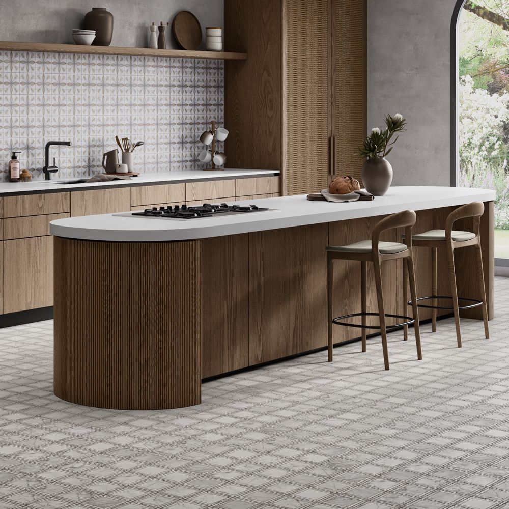 Pointe Square Mosaic 11.625" x 11.625" Classic Statuario Straight Shot