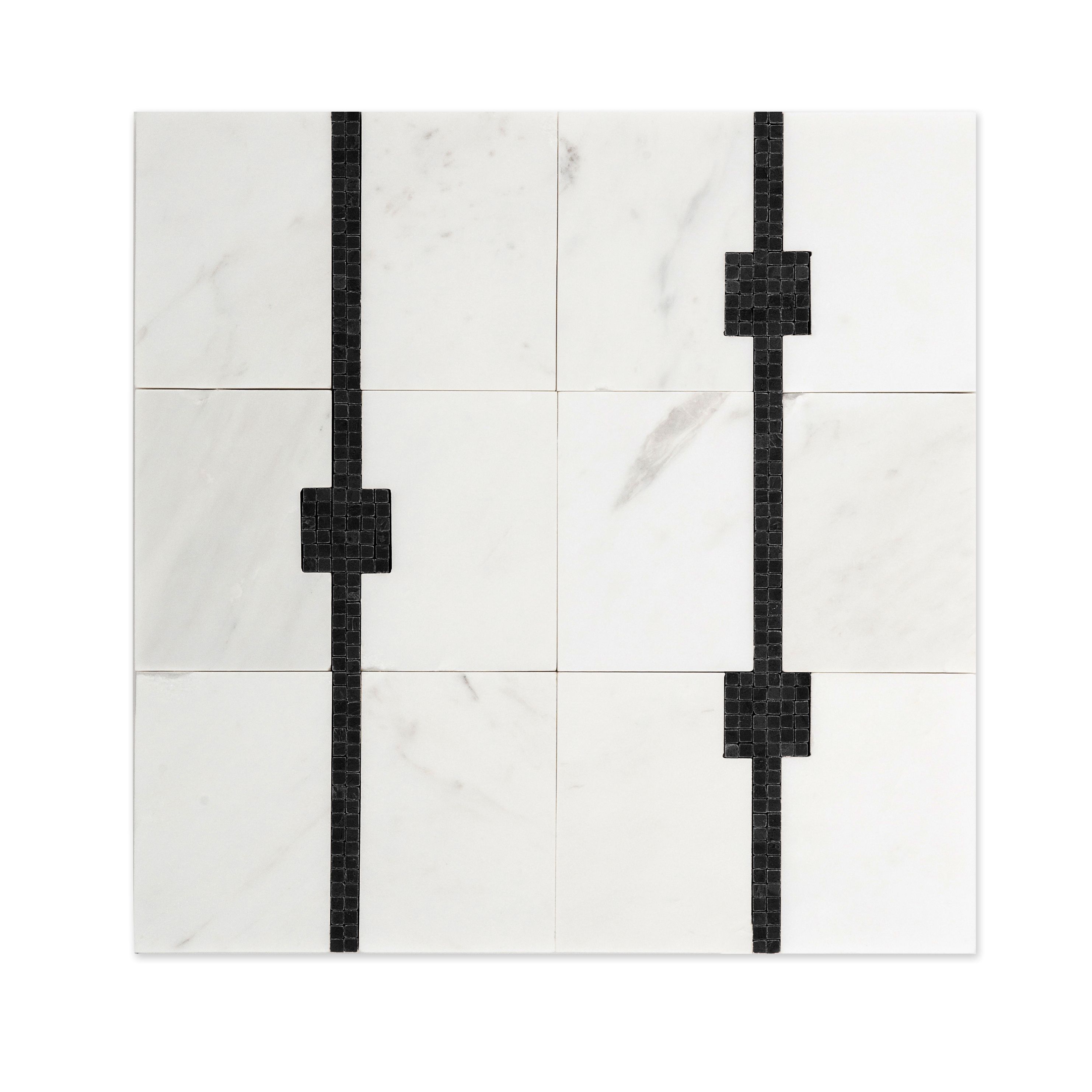 Times Square Mosaic 11.75" x 11.75" Brooklyn Marquina Straight Shot