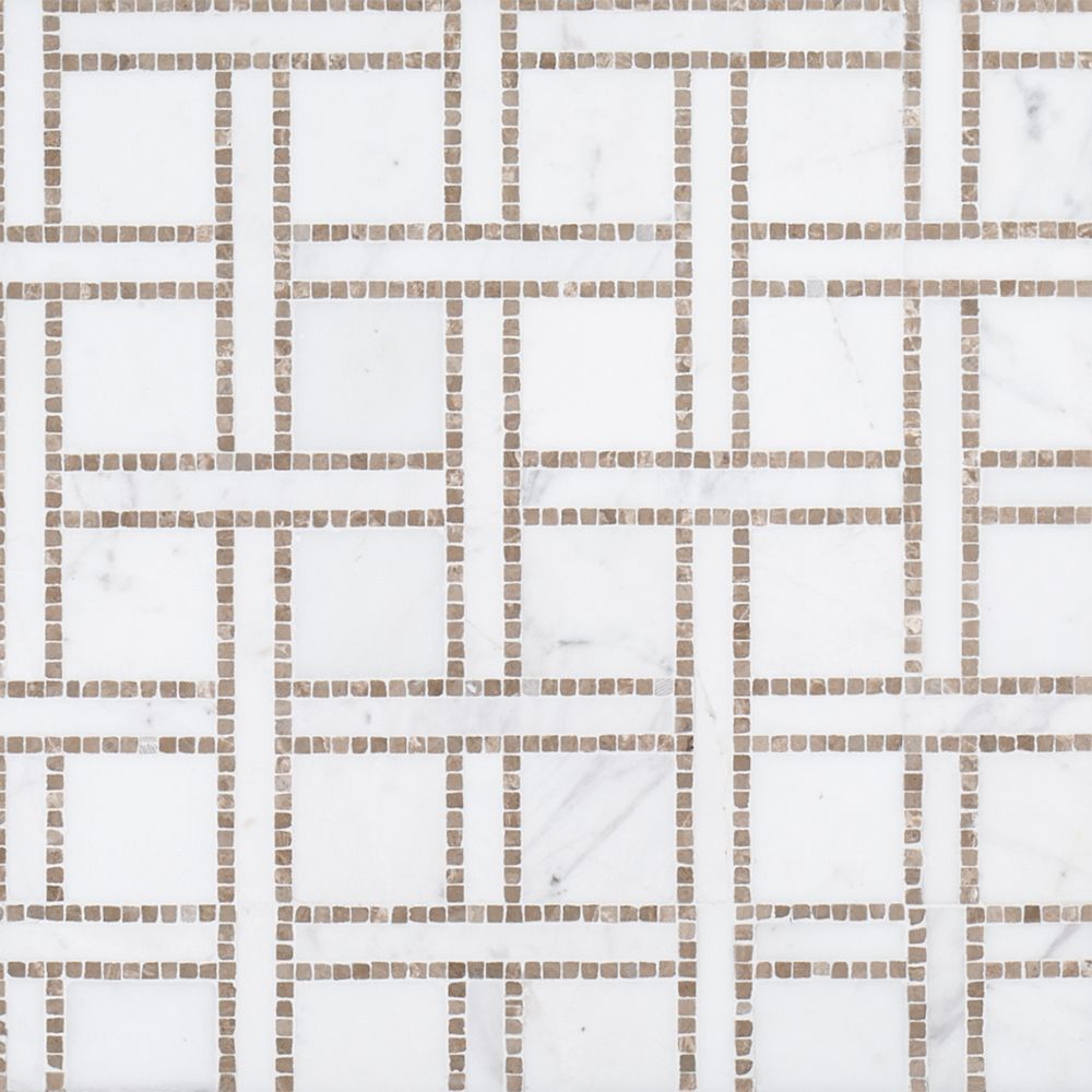 Terrace On The Park Mosaic 9.5" x 9.5" Empire Beige Straight Shot