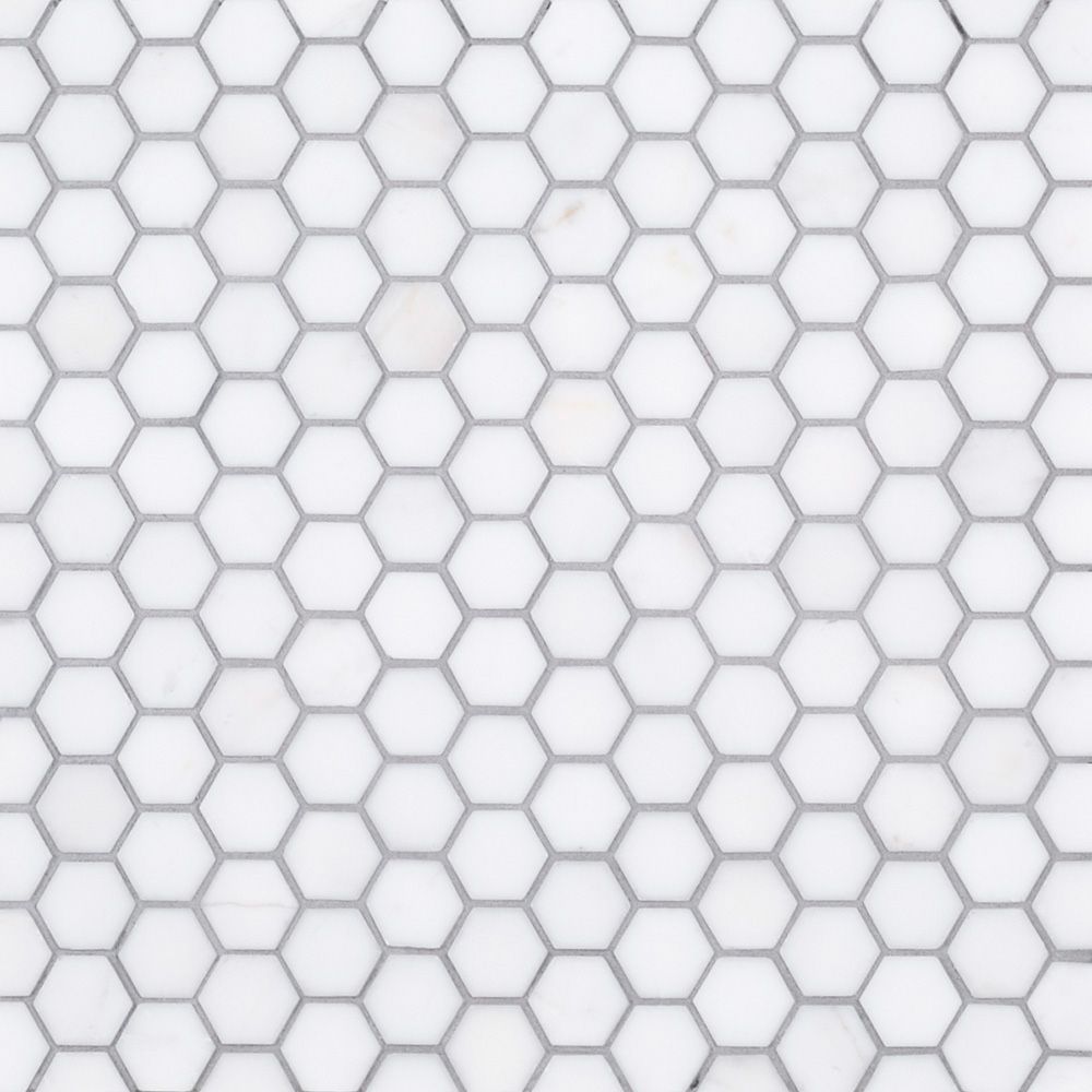 1" Hexagon Mosaic 10.5" x 11" Dolomite Straight Shot