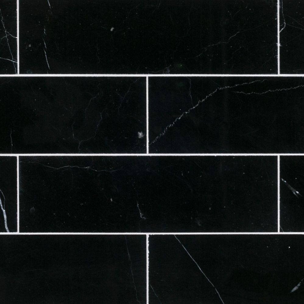 Field Tile 3" x 10" 3" x 10" Nero Marquina Straight Shot