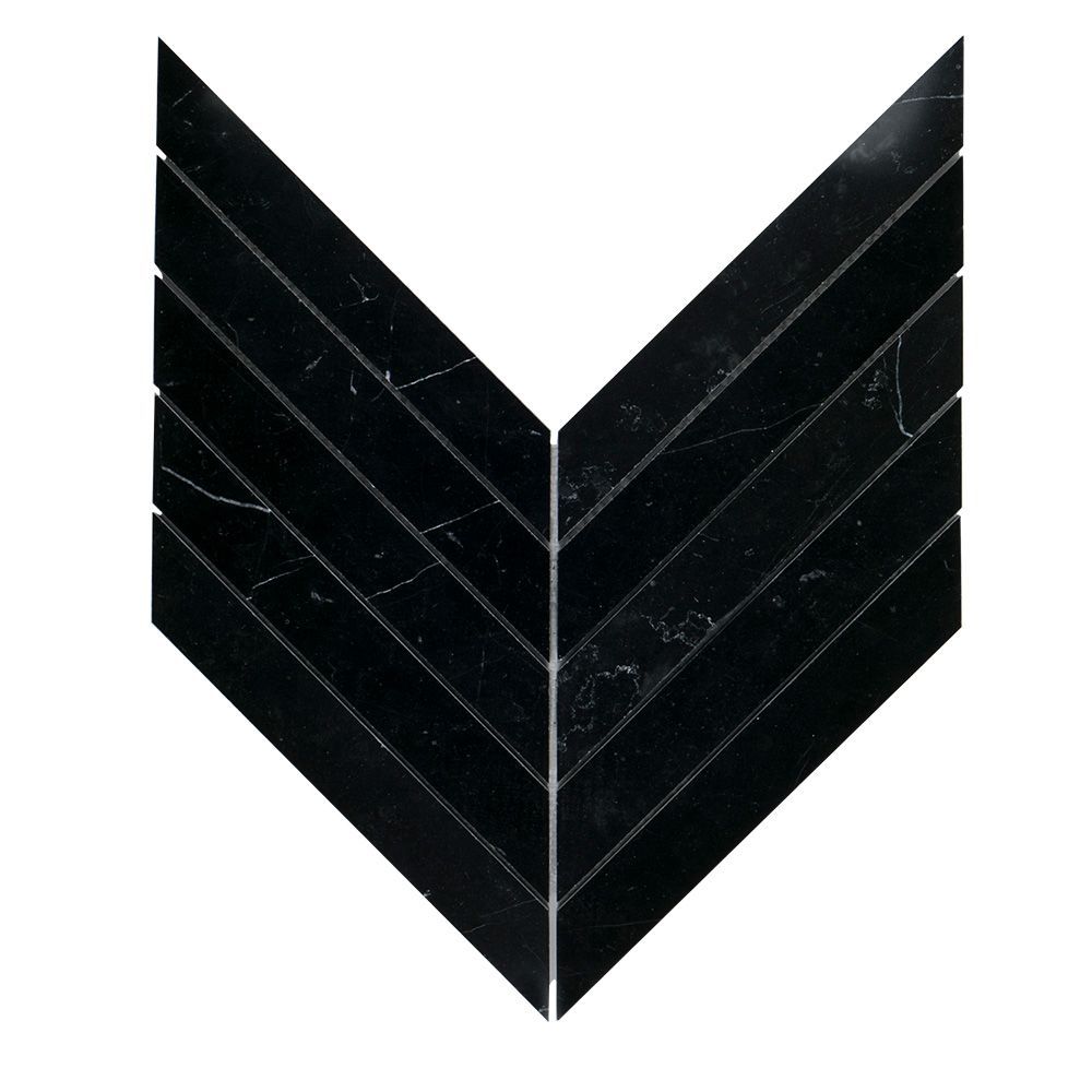 Chevron Mosaic 10.5" x 14.25" Nero Marquina Straight Shot