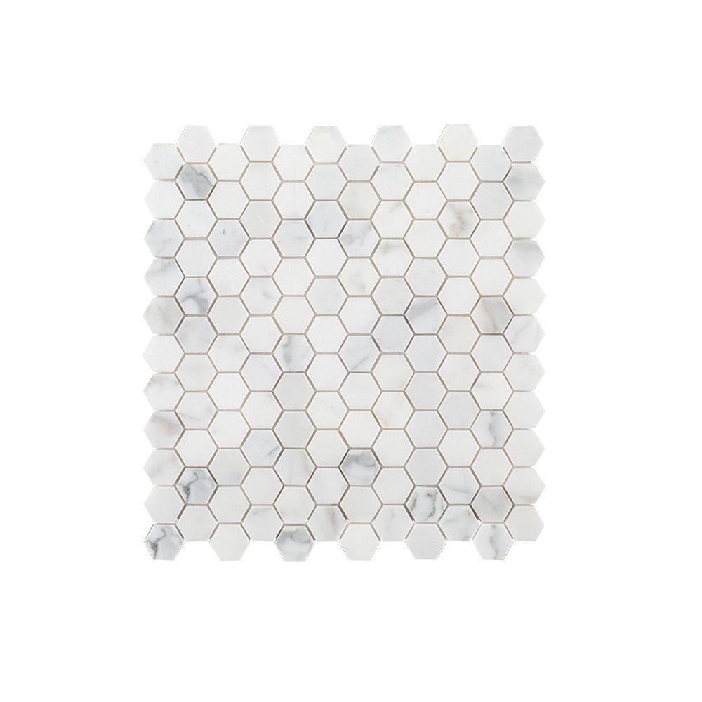 1" Hexagon Mosaic 10.5" x 11" Calacatta Gold Straight Shot