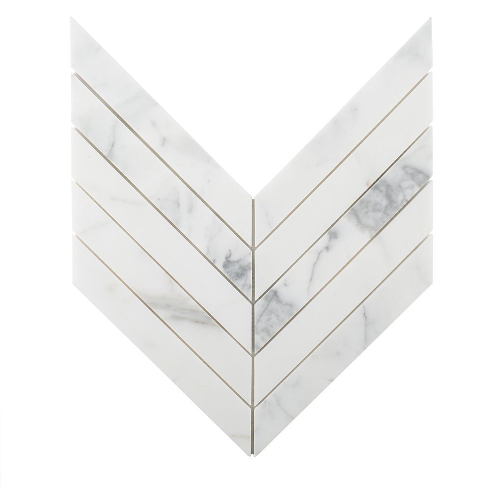 Chevron Mosaic 10.5" x 14.25" Calacatta Gold Straight Shot