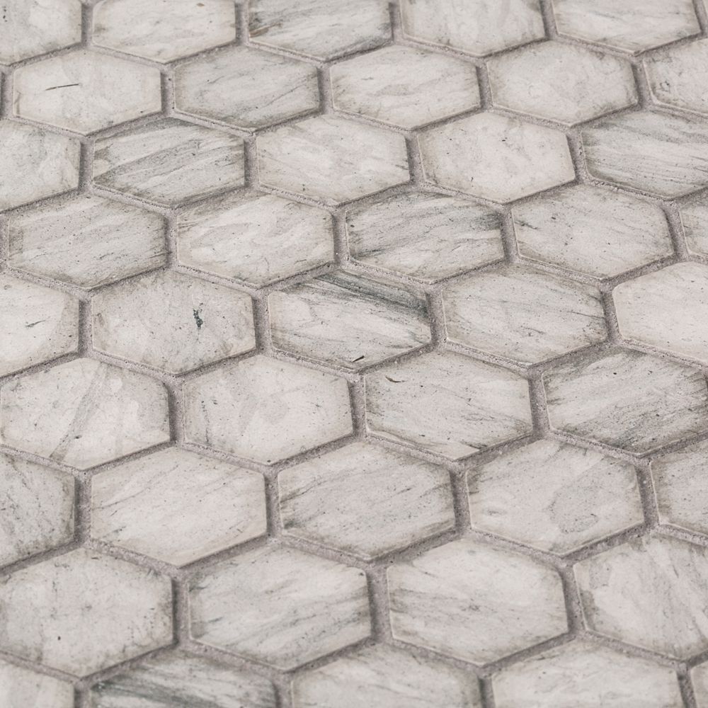 1" Hexagon Mosaic 10.5" x 11" Tunisian Grey Straight Shot