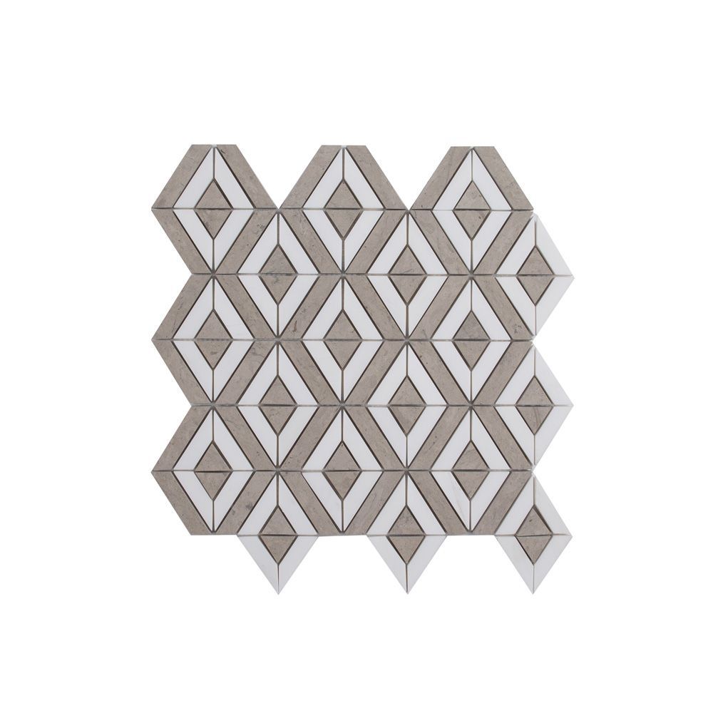 Trenton Mosaic 11.875" x 12" Tunisian Grey Straight Shot