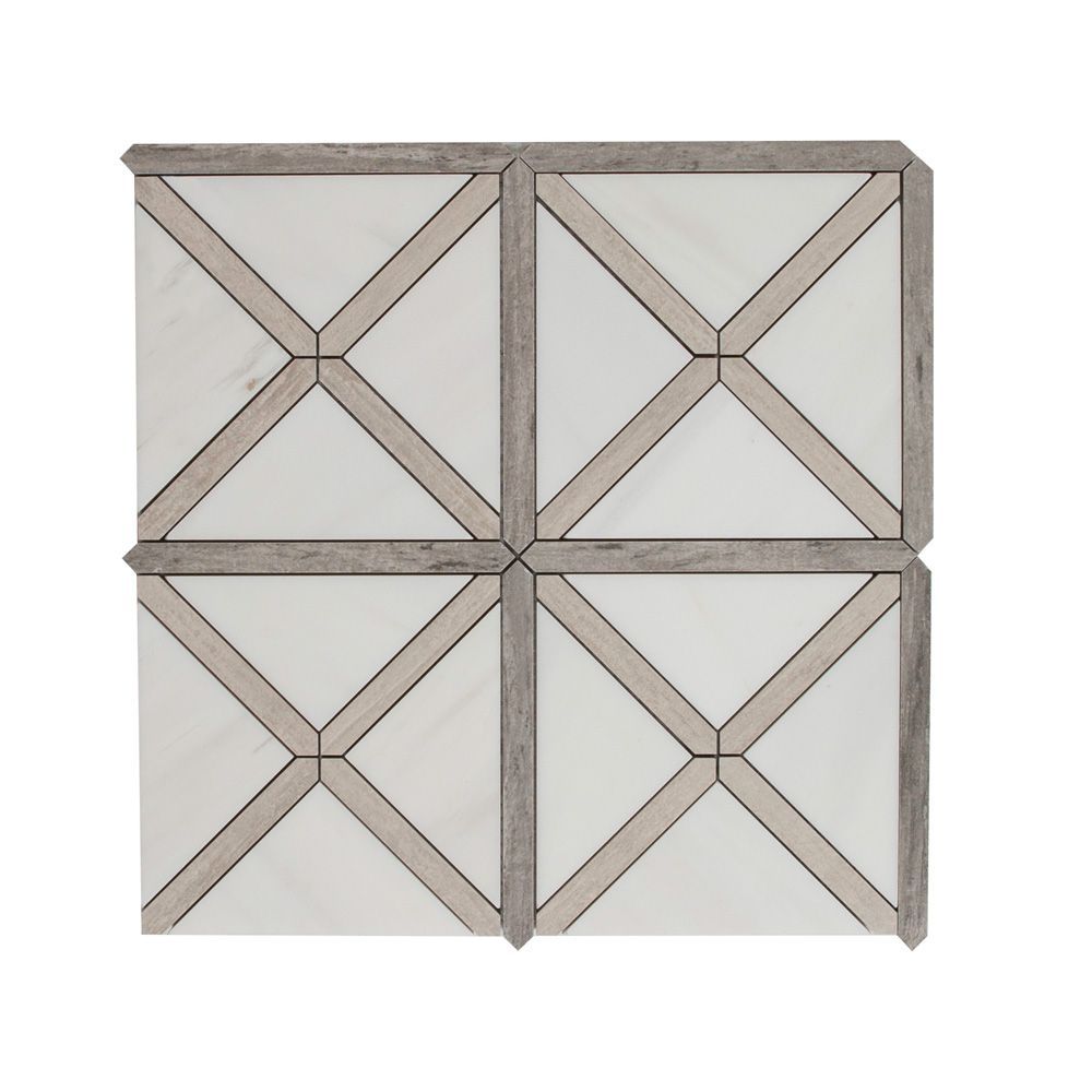 Harrisburg Mosaic 12" x 12" Grey/Beige Straight Shot