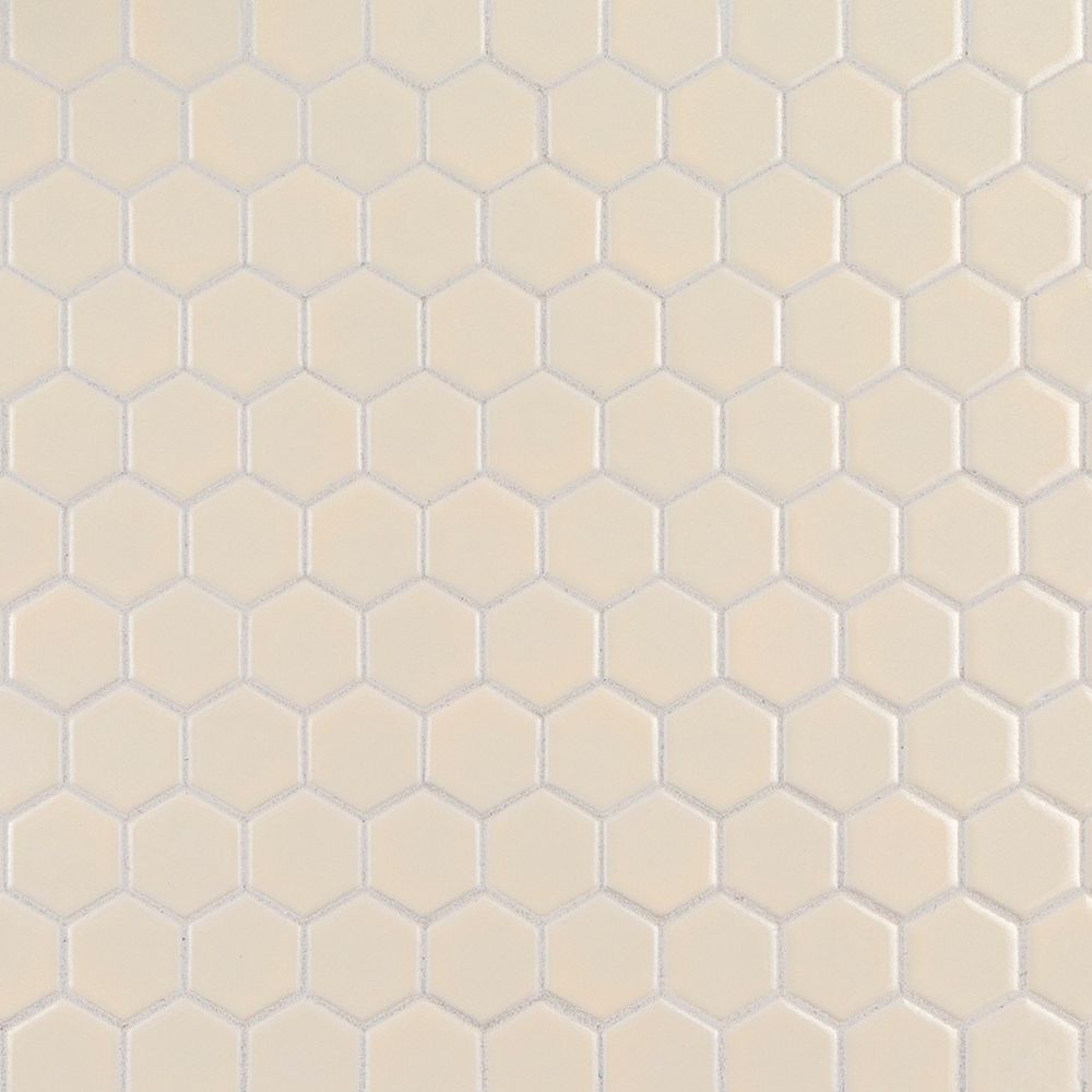 1" Hexagon Mosaic 11" x 11.375" Gloss Crisp Breeze Straight Shot