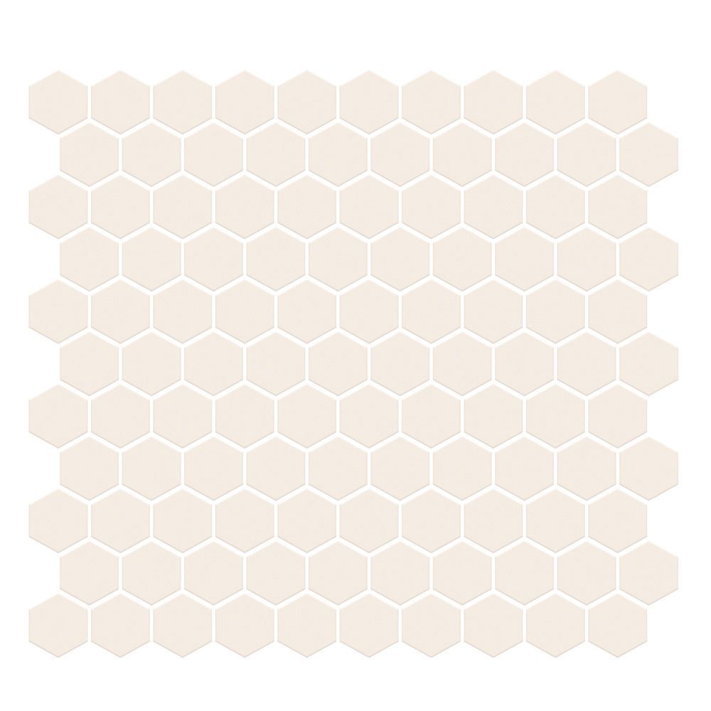 1" Hexagon Mosaic 11" x 11.375" Gloss Crisp Breeze Straight Shot