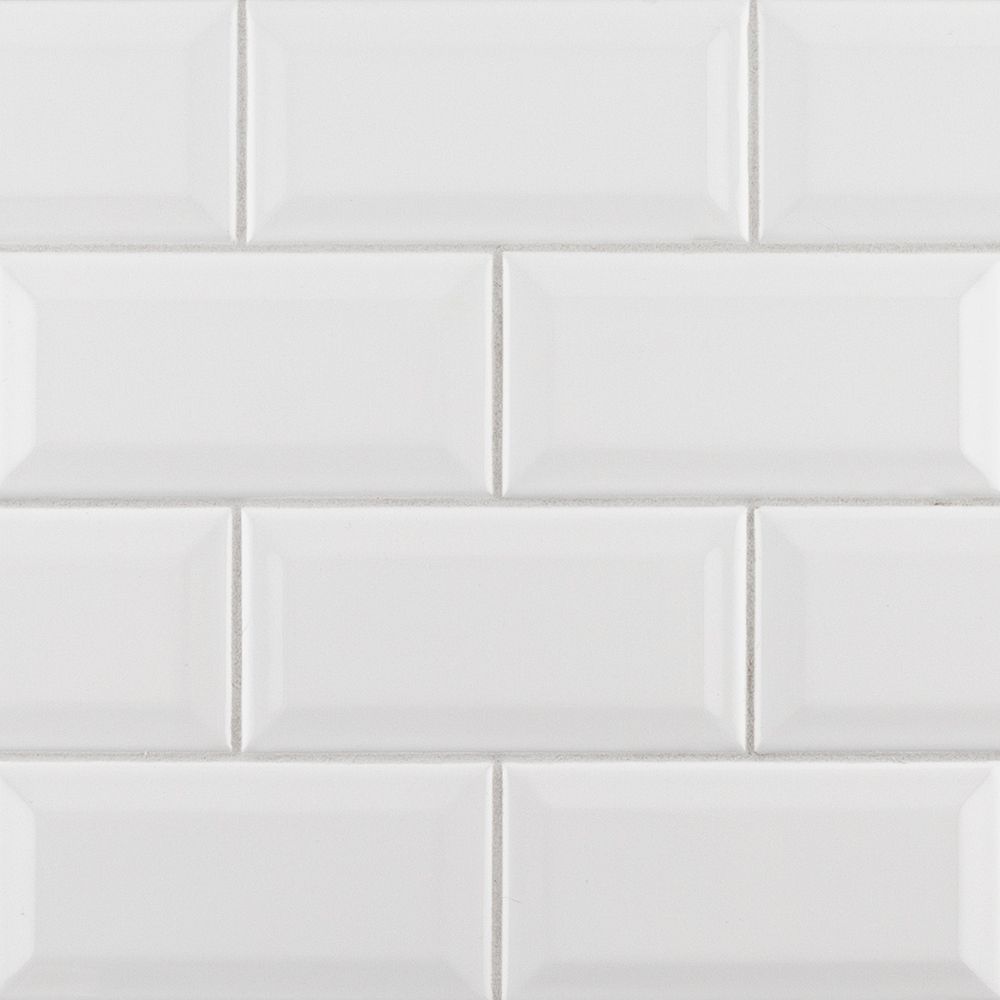 Beveled Field Tile 3" x 6" 3" x 6" Gloss Starry White Straight Shot