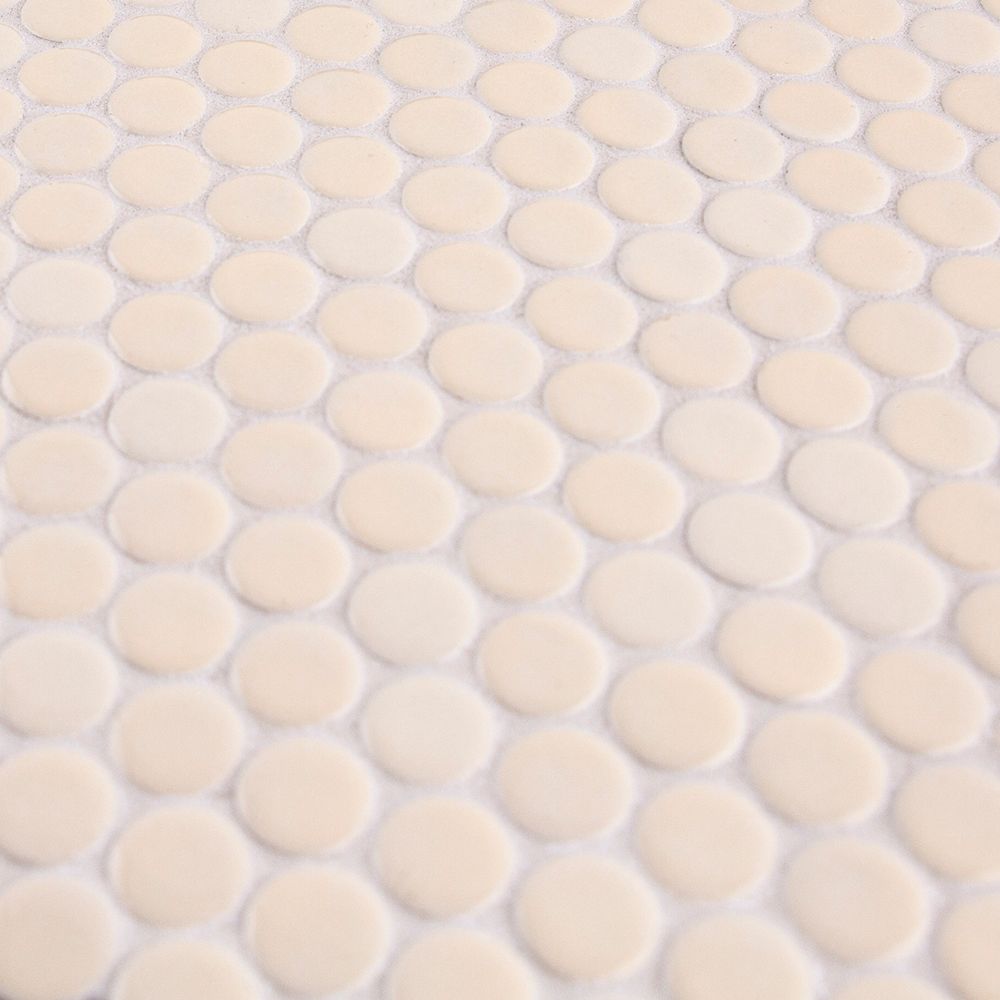 3/4" Penny Round Mosaic 11.375" x 12.25" Gloss Crisp Breeze Straight Shot