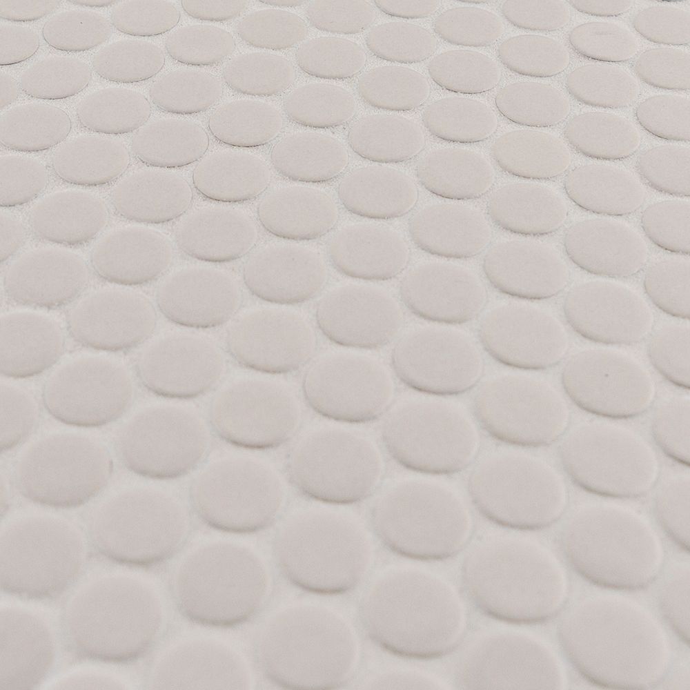 3/4" Penny Round Mosaic 11.375" x 12.25" Matte Mountain Fog Straight Shot