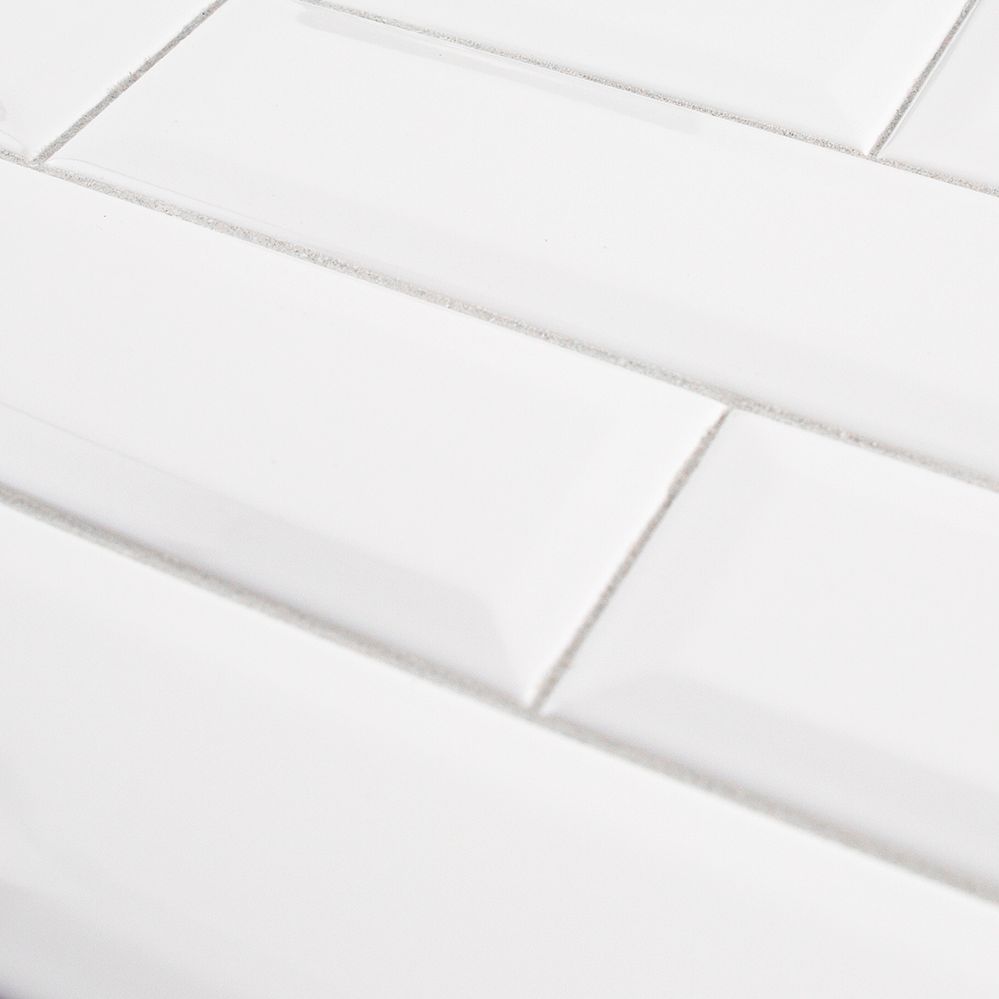 Beveled Field Tile 3" x 12" 3" x 12" Gloss Starry White Straight Shot