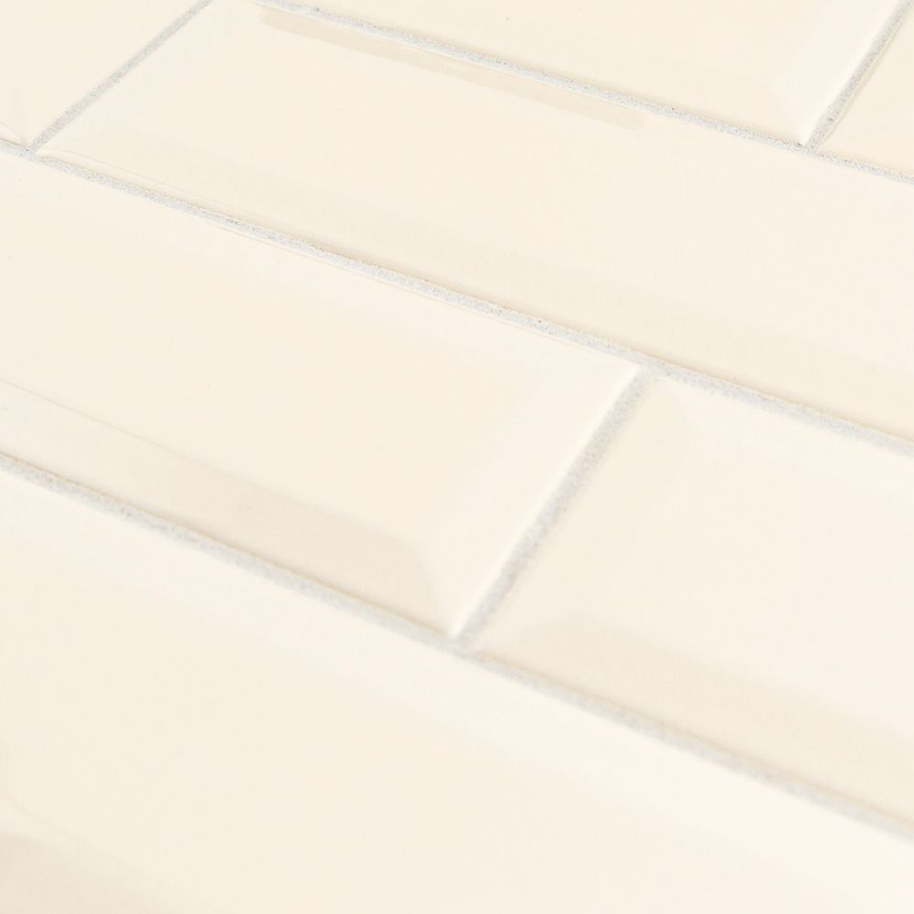 Beveled Field Tile 3" x 12" 3" x 12" Gloss Crisp Linen Straight Shot