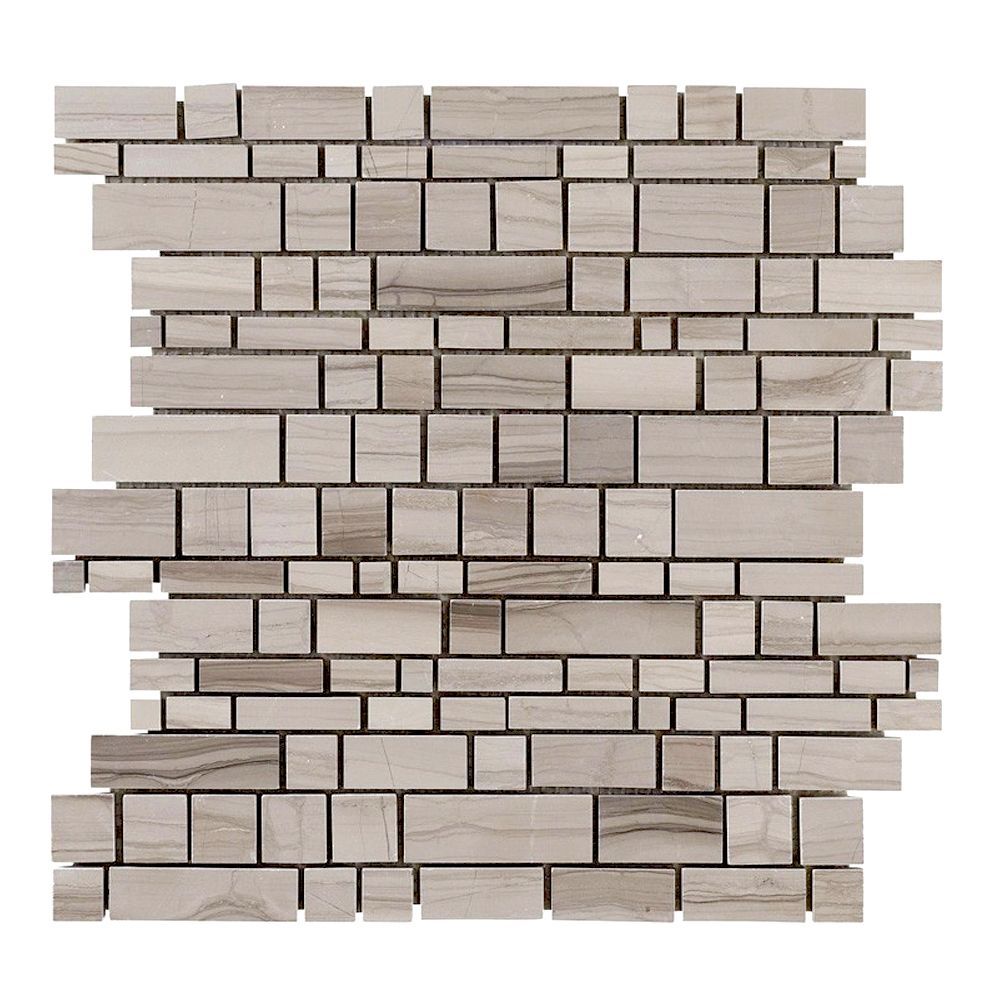 Moderna Mosaic 12" x 12.375" Moderna B (Transitional Taupe) Straight Shot