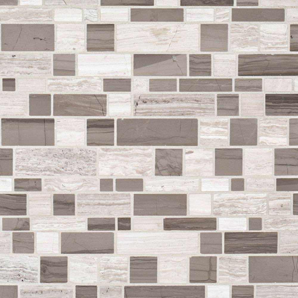 Moderna Mosaic 12" x 12.375" Moderna C (Global Grey/Transitional Taupe) Straight Shot