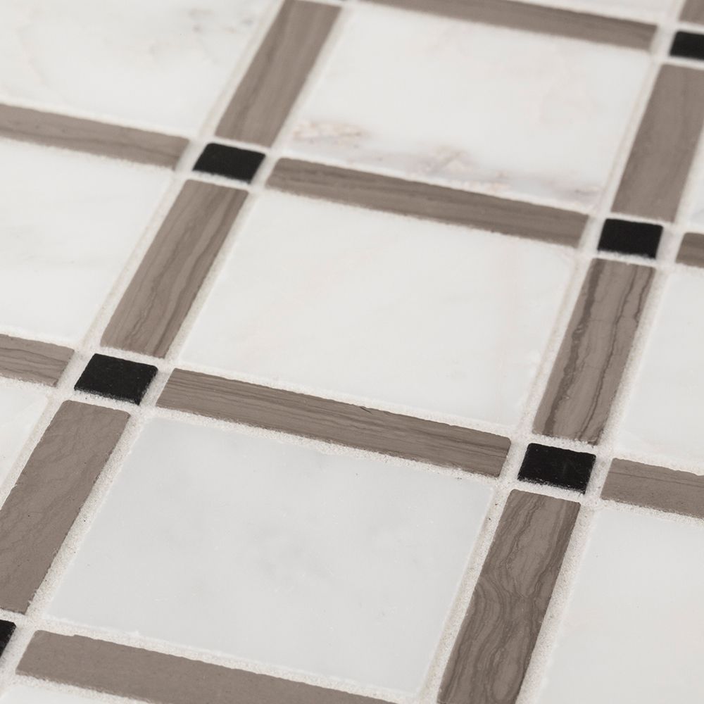 Sleek Mosaic 12" x 12" Sleek B (White/Taupe) Straight Shot