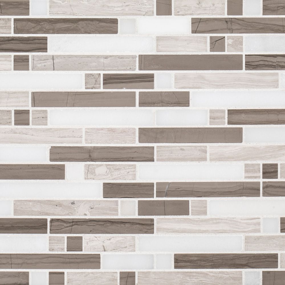 Modish Mosaic 11.75" x 12" Modish A (Grey/Taupe/White) Straight Shot