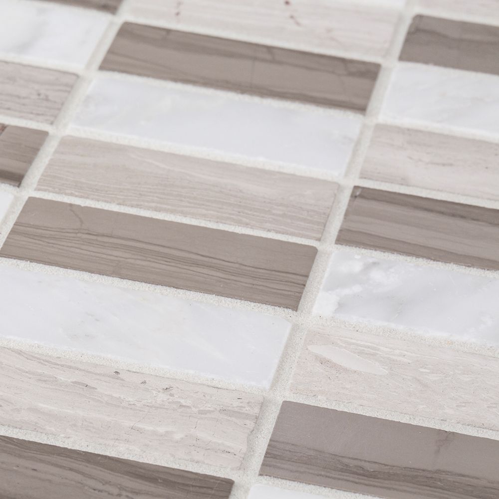 Modernique Mosaic 12" x 12" Modernique B (Grey/Taupe/White) Straight Shot