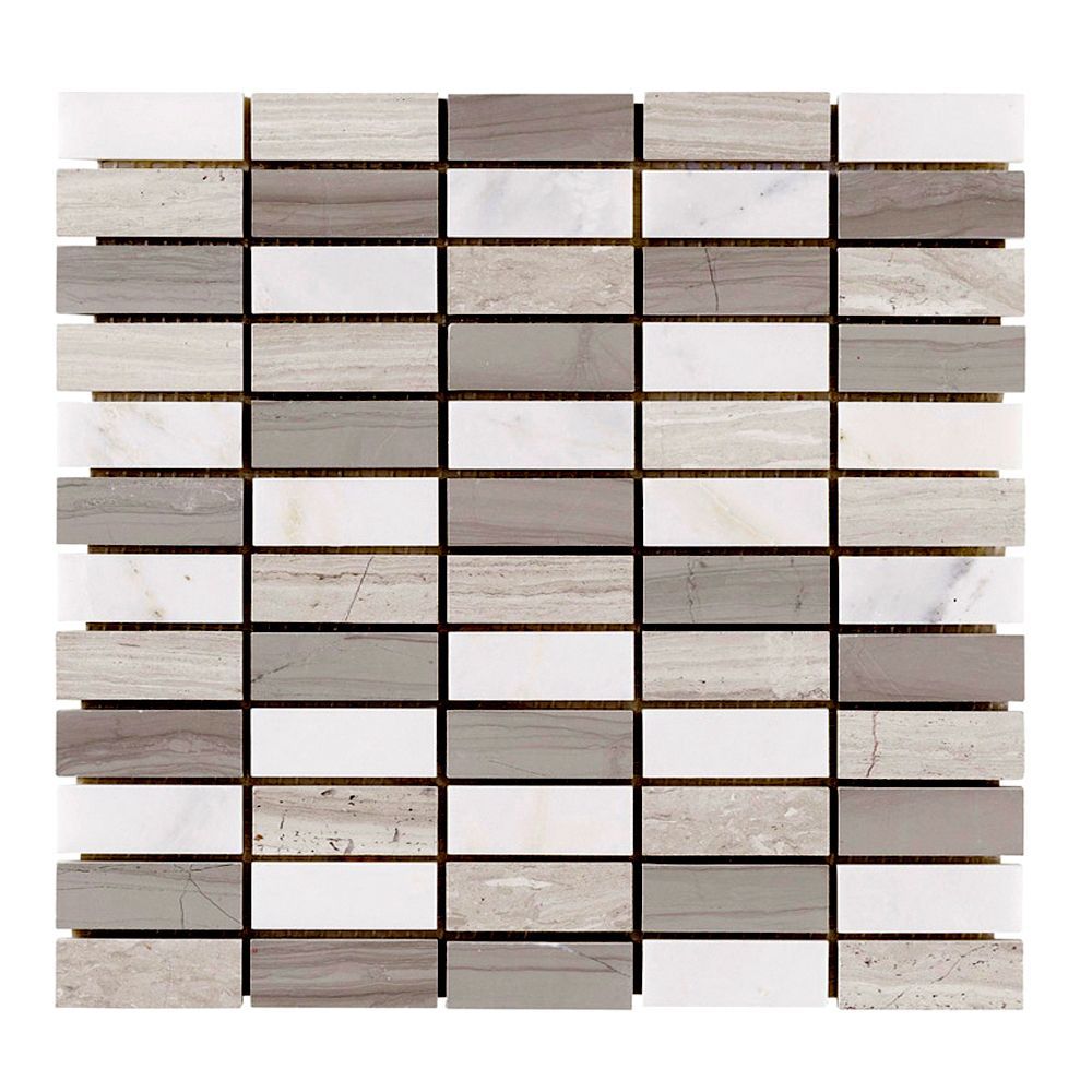 Modernique Mosaic 12" x 12" Modernique B (Grey/Taupe/White) Straight Shot