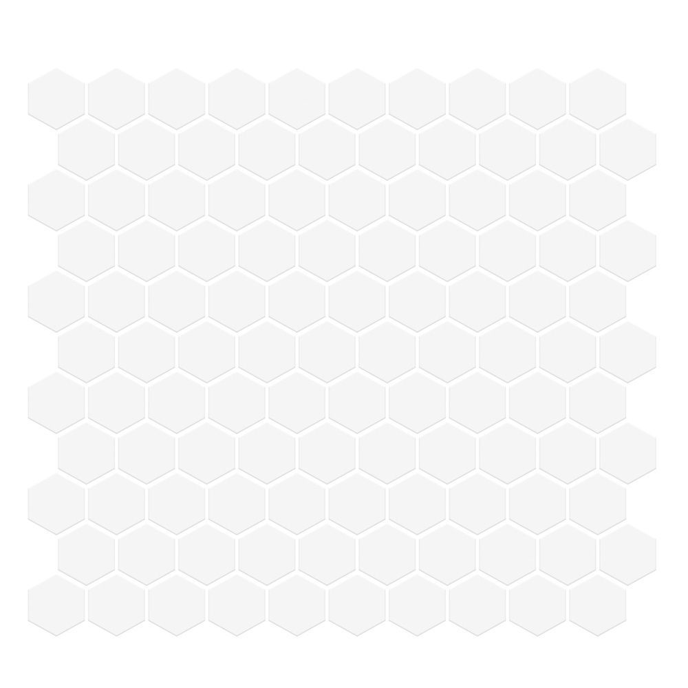 1" Hexagon Mosaic 11" x 11.375" Matte Crescent White Straight Shot