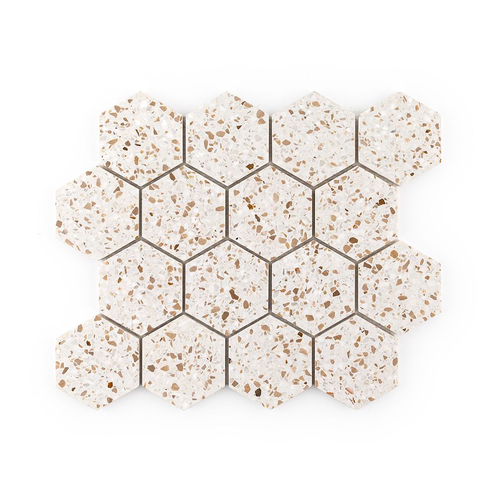 3" Hexagon Mosaic 10.5" x 12.125" Bourbon Straight Shot