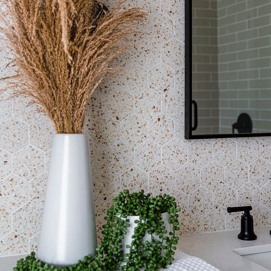 3" Hexagon Mosaic 10.5" x 12.125" Bourbon Straight Shot