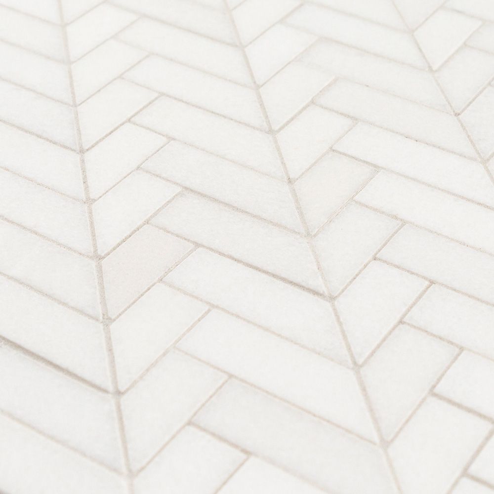 Mod Herringbone Mosaic 11.375" x 11.75" Thassos Straight Shot