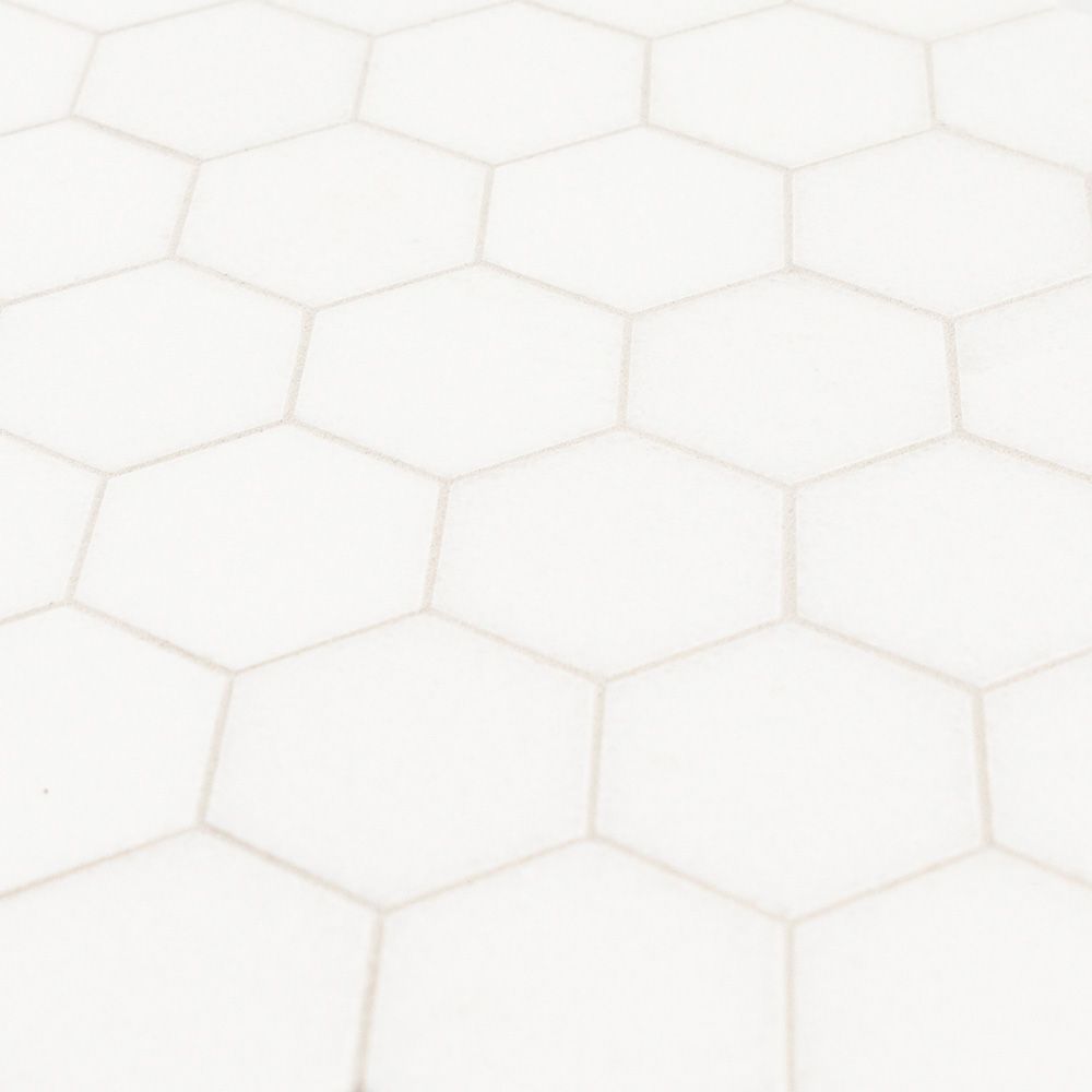 2" Hexagon Mosaic 11.5" x 13.25" Thassos Straight Shot