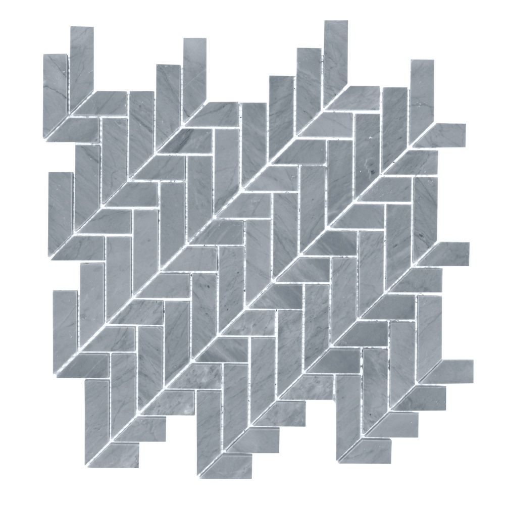 Mod Herringbone Mosaic 11.375" x 11.75" Bardiglio Straight Shot