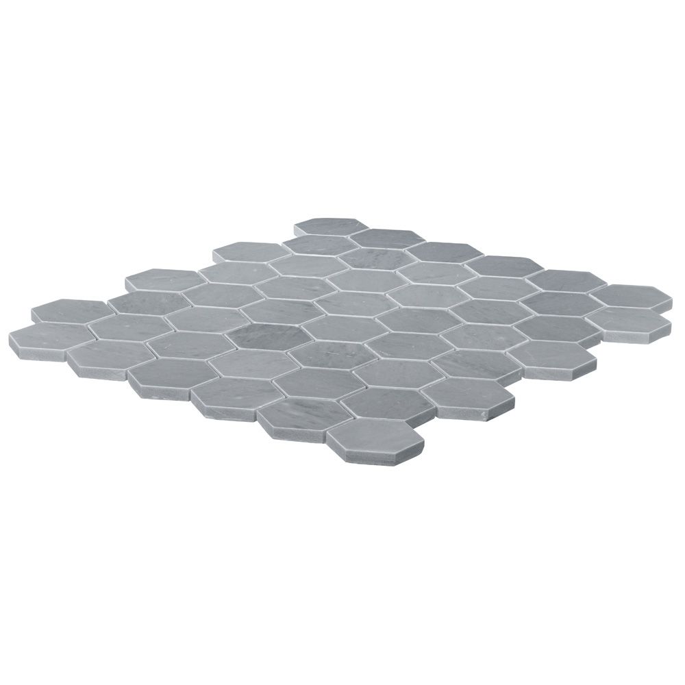 2" Hexagon Mosaic 11.5" x 13.25" Bardiglio Straight Shot